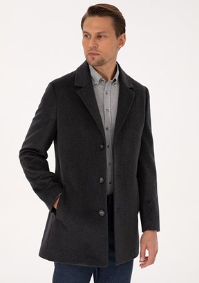 PİERRE CARDİN Antrasit Erkek Ultra Slim Kaban