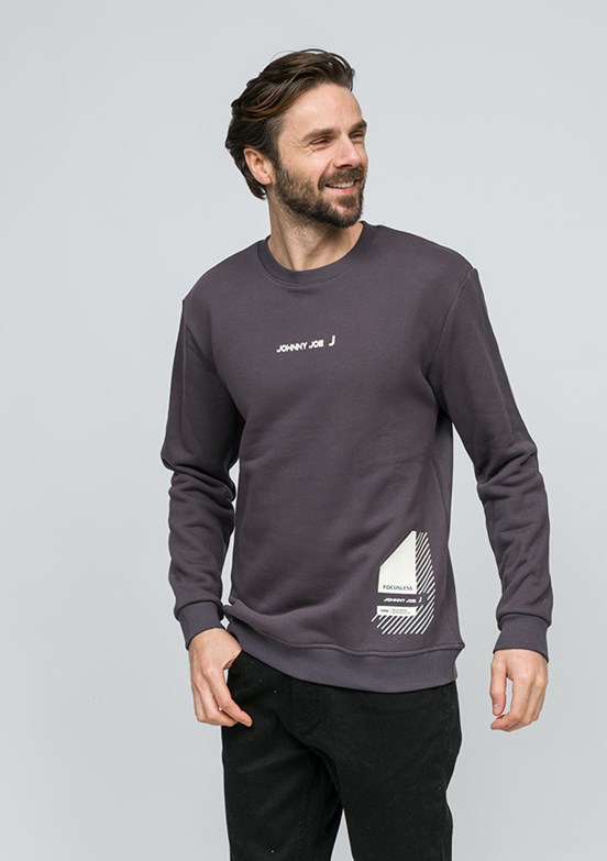 JOHNNY JOE Antrasit Erkek Bisiklet Yaka Sweatshirt