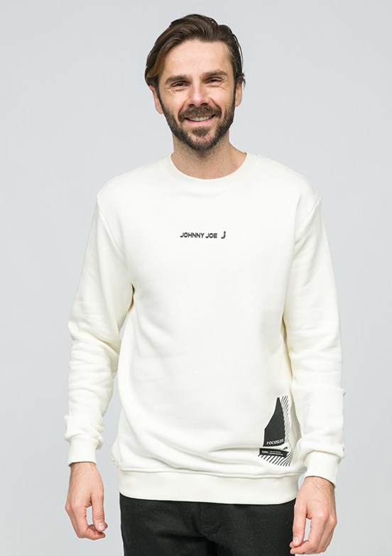 JOHNNY JOE Ekru Erkek Bisiklet Yaka Sweatshirt