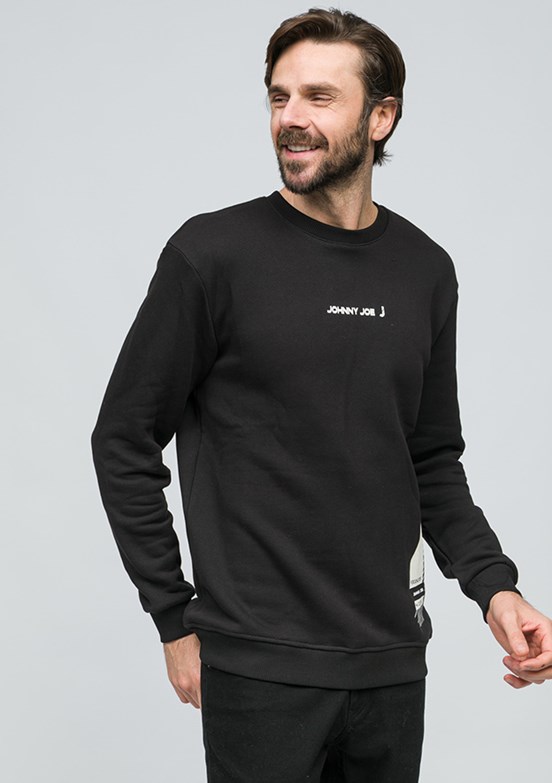JOHNNY JOE Siyah Erkek Bisiklet Yaka Sweatshirt