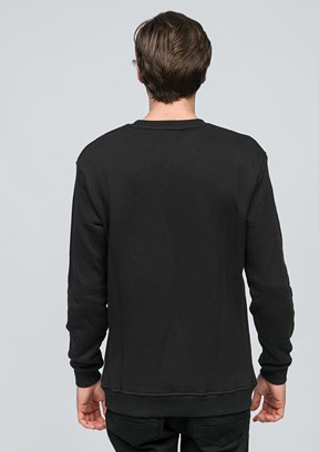 JOHNNY JOE Siyah Erkek Bisiklet Yaka Sweatshirt