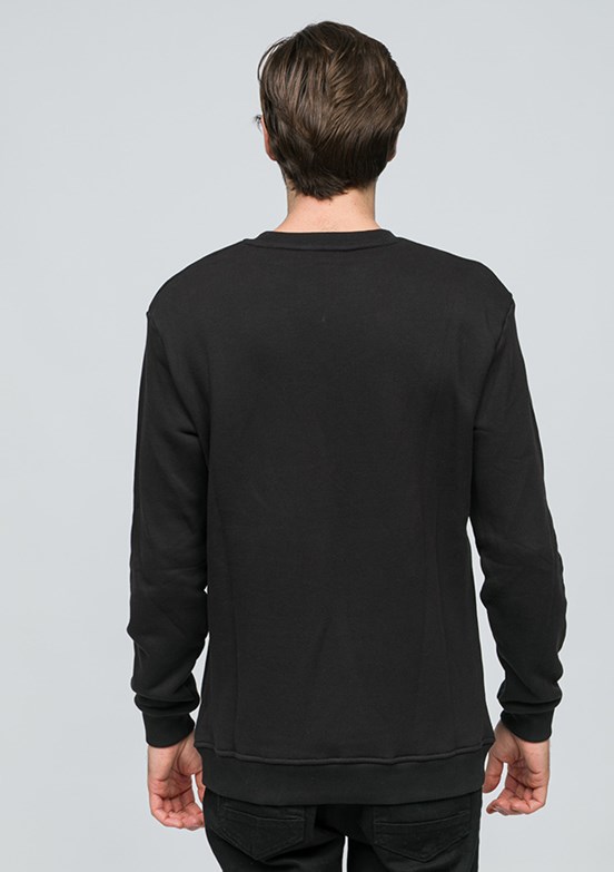 JOHNNY JOE Siyah Erkek Bisiklet Yaka Sweatshirt