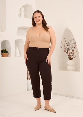 RMG - 1841 Kadın Kahverengi Normal Bel Pantolon
