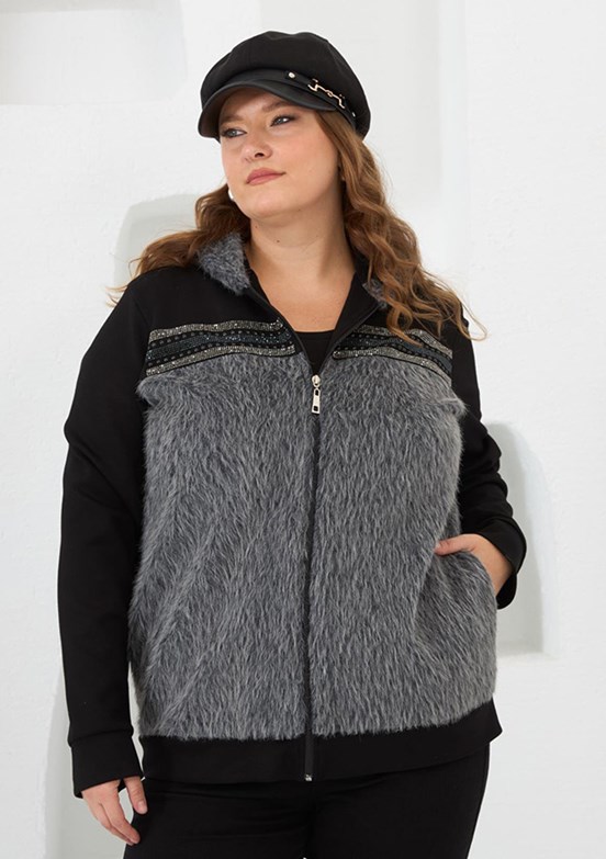 RMG Siyah Kadın Eşofman Üstü