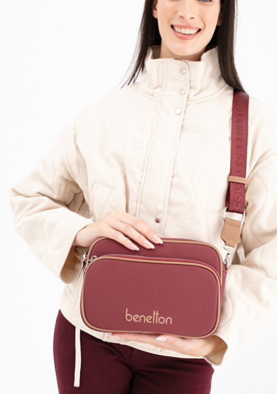 BENETTON Bordo-Camel Kadın Çapraz Çanta