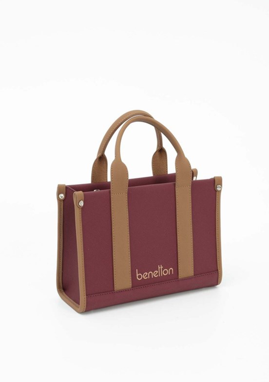 BENETTON Bordo-Camel Taş Kadın Kol Çantası