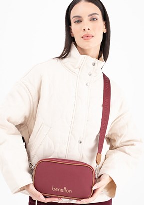 BENETTON Bordo-Camel Kadın Kol Çantası