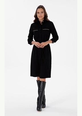 US POLO ASSN Siyah Kadın Comfort Elbise