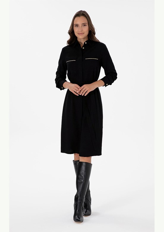 US POLO ASSN Siyah Kadın Comfort Elbise