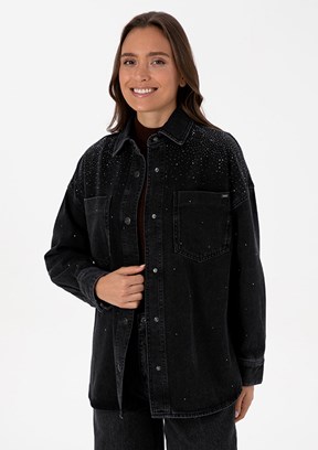 US POLO ASSN Siyah Kadın Denim Gömlek