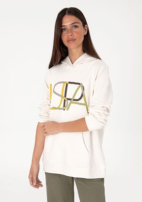 US POLO ASSN Beyaz Kadın Cropped Sweatshirt