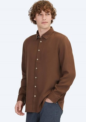 KİP Kahverengi Erkek Uzun Kol Gömlek