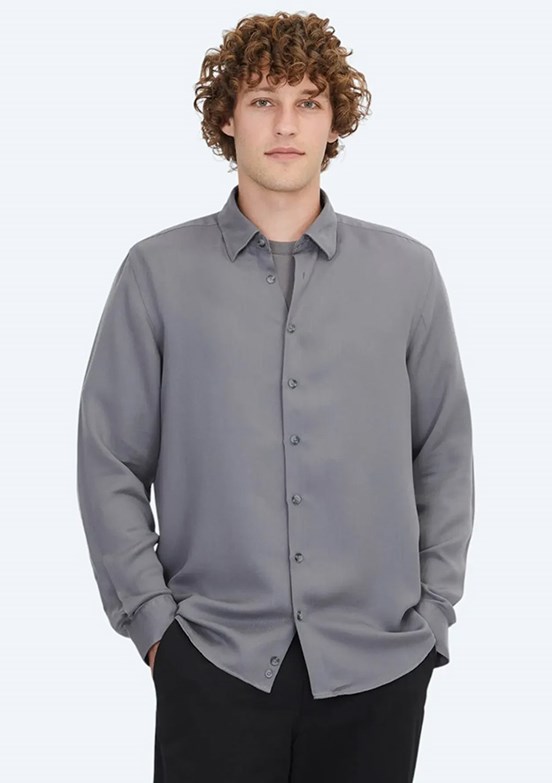 KİP Gri Erkek Uzun Kol Gömlek