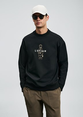 LUFİAN Siyah Erkek Baskılı Sweatshirt