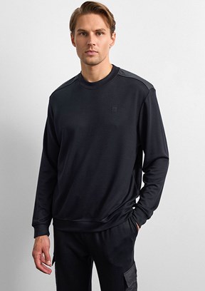 BACKANDBOND - B35W12011 Erkek Siyah Bisiklet Yaka Sweatshirt