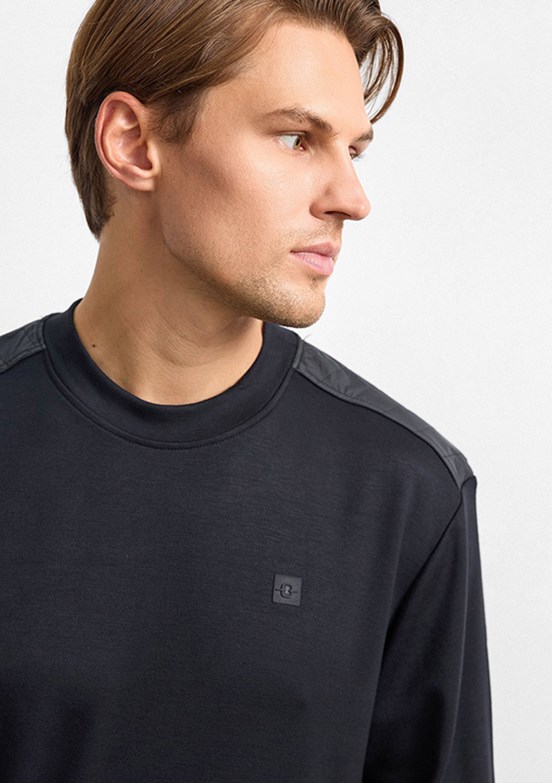 BACKANDBOND - B35W12011 Erkek Siyah Bisiklet Yaka Sweatshirt