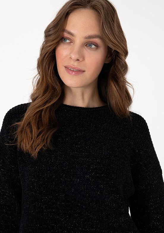 PİERRE CARDİN Siyah Kadın Cropped Kazak