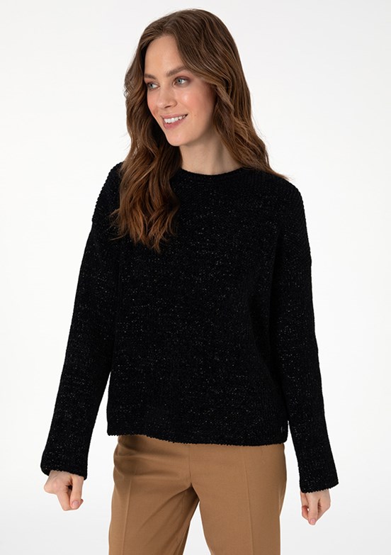 PİERRE CARDİN Siyah Kadın Cropped Kazak