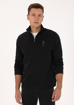 US POLO ASSN Siyah Erkek Comfort Sweatshirt