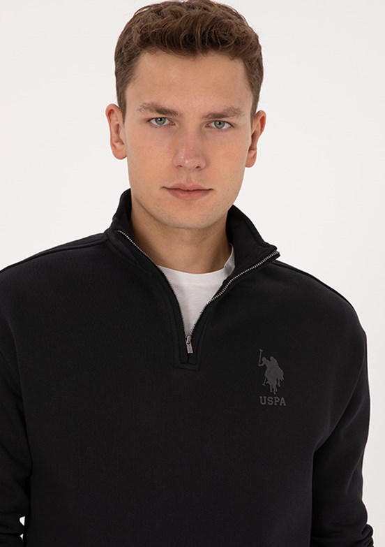 US POLO ASSN Siyah Erkek Comfort Sweatshirt