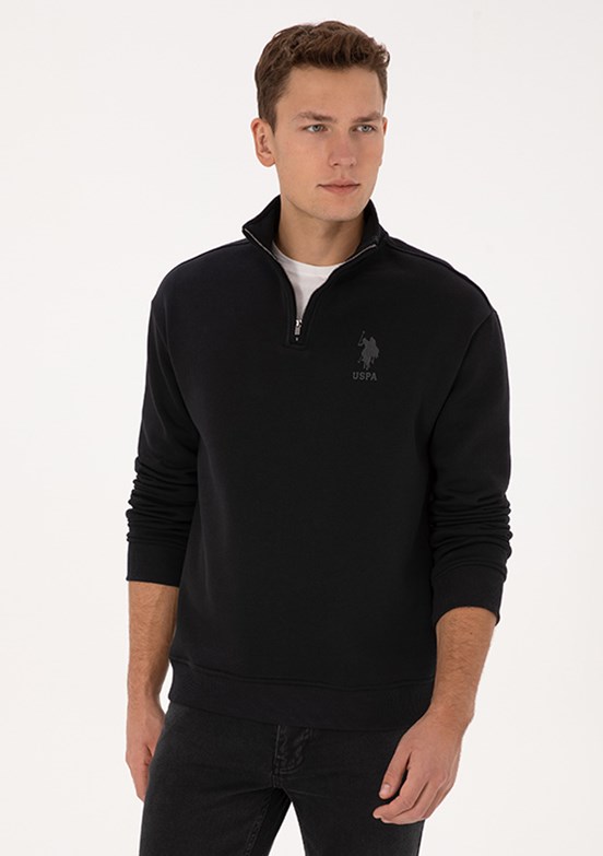 US POLO ASSN Siyah Erkek Comfort Sweatshirt