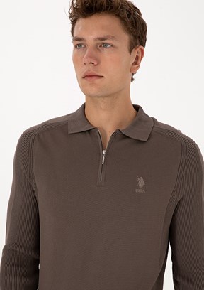 US POLO ASSN Bej Erkek Slim Kazak