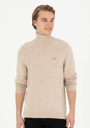 US POLO ASSN Bej Erkek Slim Kazak