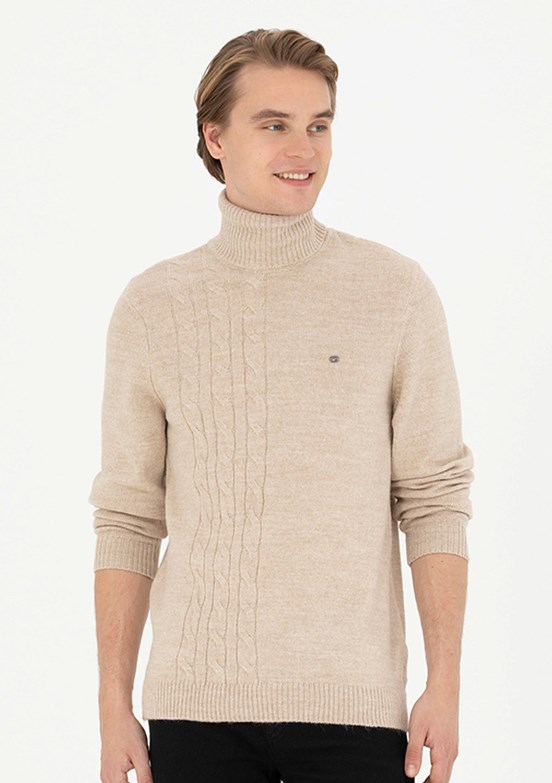 US POLO ASSN Bej Erkek Slim Kazak