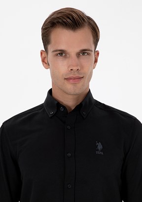 US POLO ASSN Siyah Erkek Uzun Kol Gömlek
