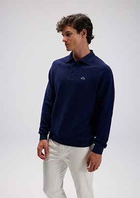 ELLESSE Lacivert Erkek Polo Yaka Sweatshirt