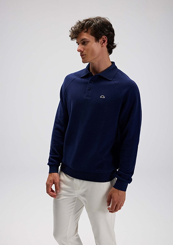 ELLESSE Lacivert Erkek Polo Yaka Sweatshirt