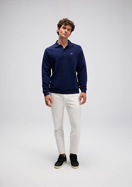 ELLESSE Lacivert Erkek Polo Yaka Sweatshirt