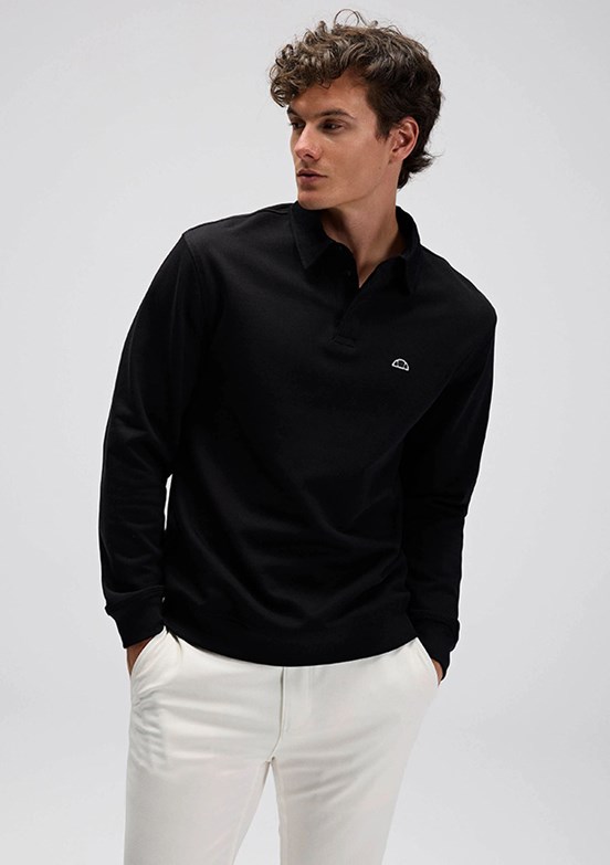 ELLESSE Siyah Erkek Polo Yaka Sweatshirt