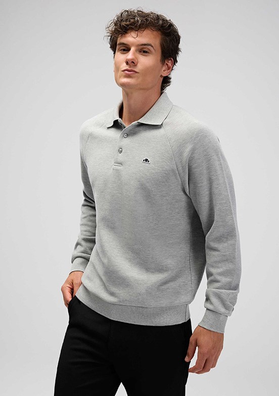 ELLESSE Gri Erkek Polo Yaka Sweatshirt