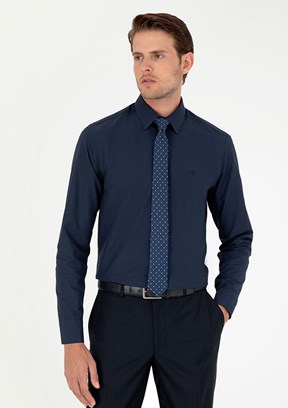 PİERRE CARDİN Lacivert Erkek Uzun Kol Gömlek