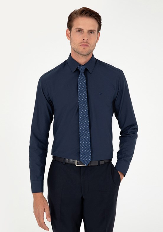 PİERRE CARDİN Lacivert Erkek Uzun Kol Gömlek