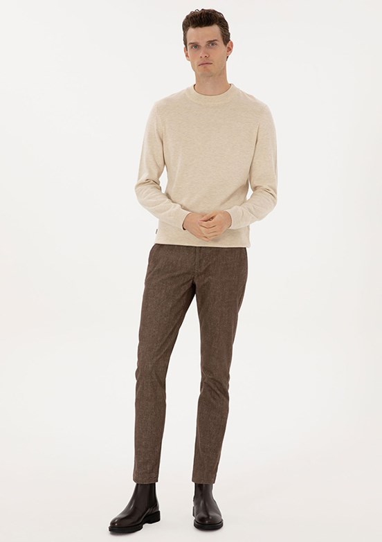 PİERRE CARDİN Bej Erkek Slim Pantolon