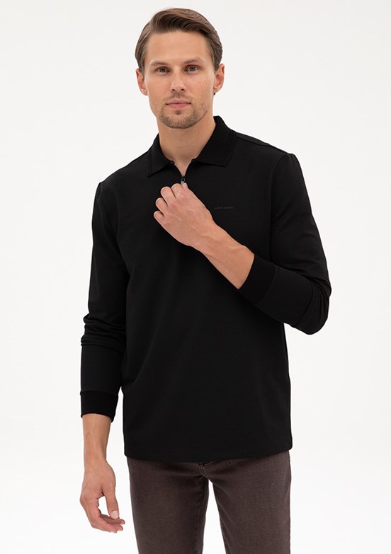 PİERRE CARDİN Siyah Erkek Regular Sweatshirt