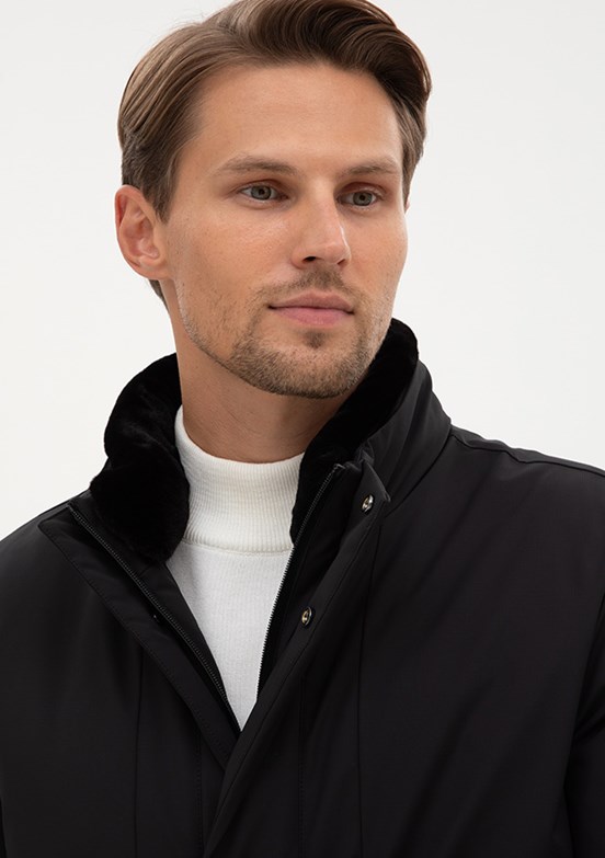 PİERRE CARDİN Siyah Erkek Basic Mont