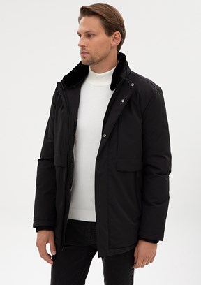 PİERRE CARDİN Siyah Erkek Basic Mont
