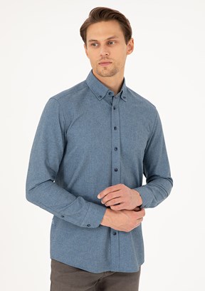 PİERRE CARDİN Mavi Erkek Uzun Kol Gömlek