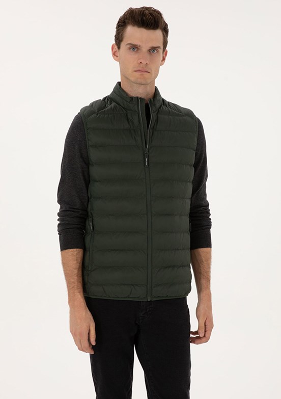 PİERRE CARDİN Erkek Yeşil Basic Mont
