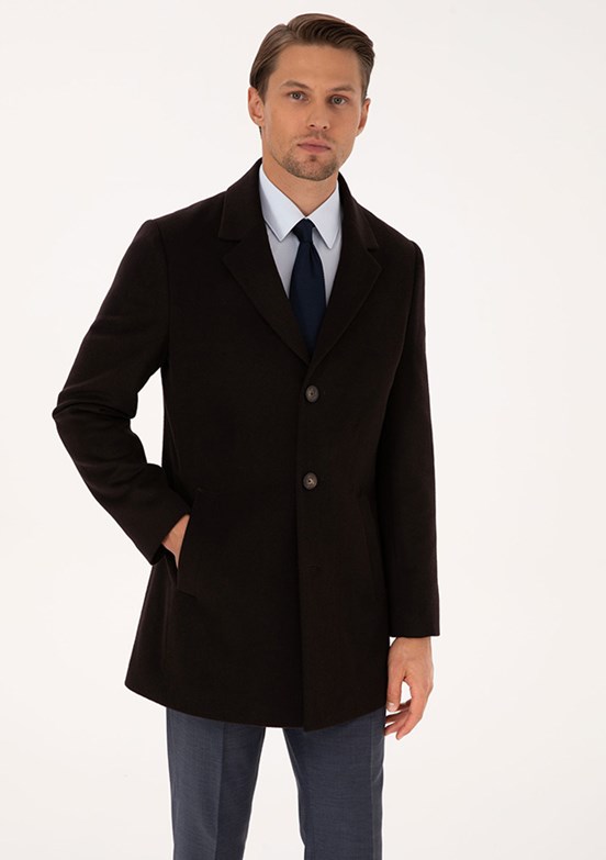 PİERRE CARDİN Kahverengi Erkek Ultra Slim Kaban