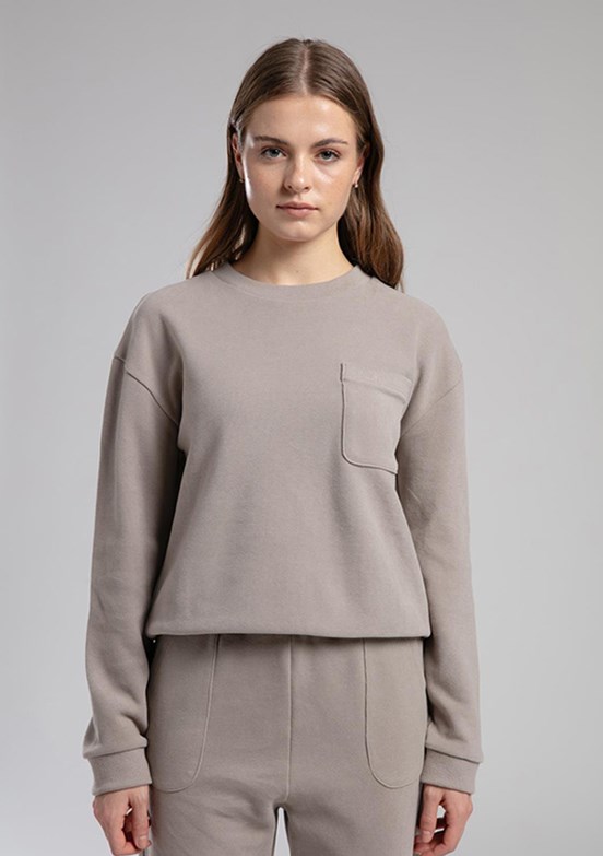 LEE COOPER Bej Kadın Bisiklet Yaka Sweatshirt