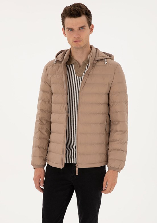 PİERRE CARDİN Erkek Bej Basic Mont
