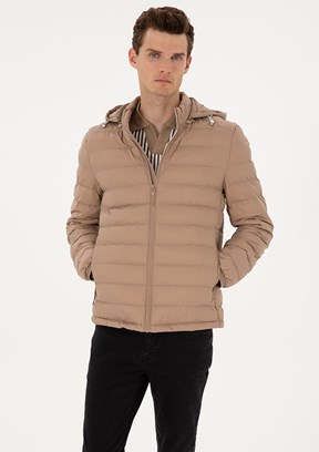 PİERRE CARDİN Erkek Bej Basic Mont