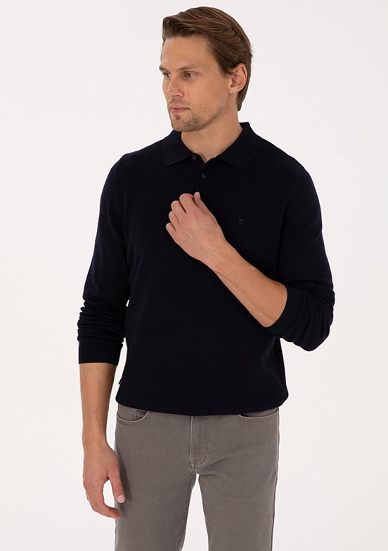 PİERRE CARDİN Lacivert Erkek Slim Kazak