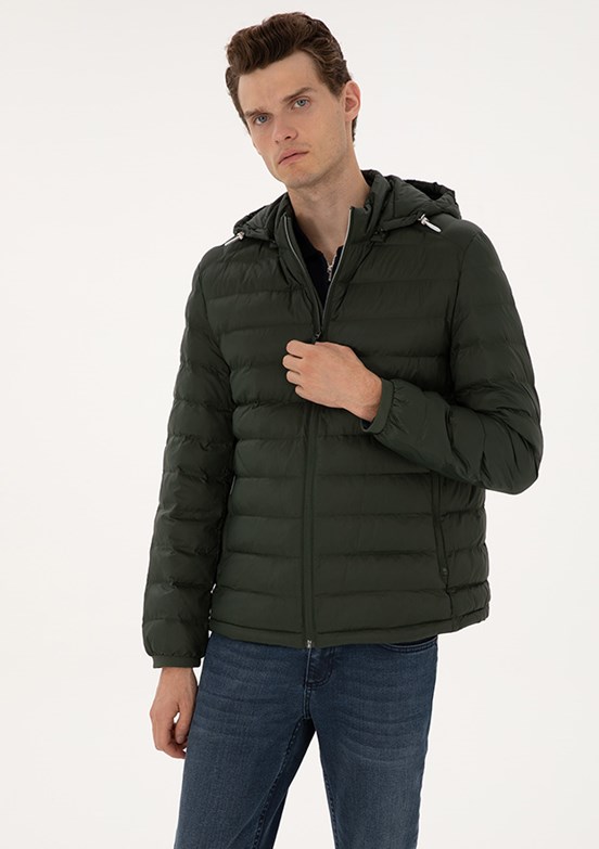 PİERRE CARDİN - Erkek Yeşil Basic Mont