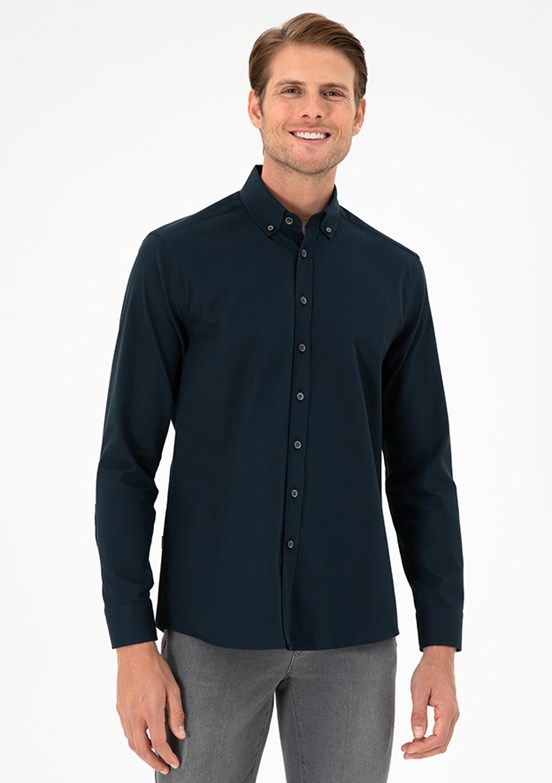 PİERRE CARDİN Lacivert Erkek Uzun Kol Gömlek