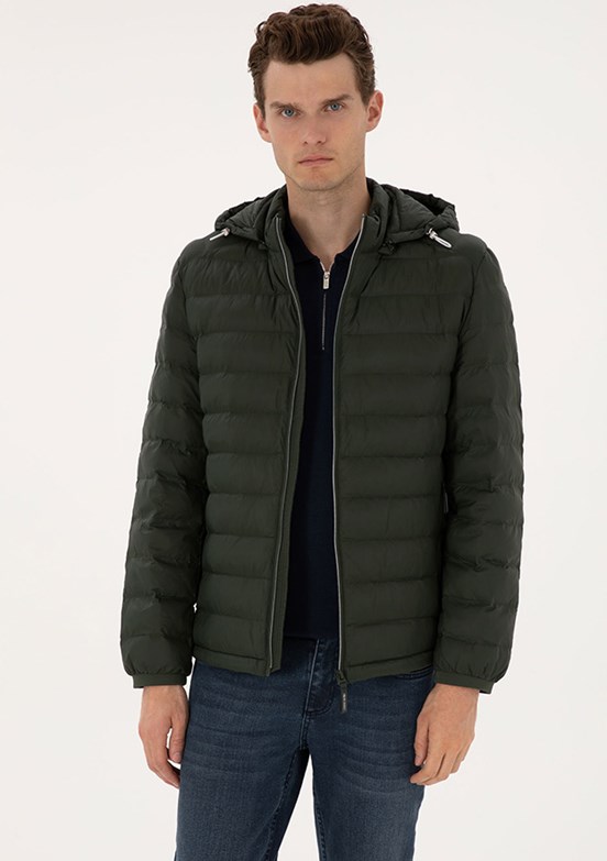PİERRE CARDİN - Erkek Yeşil Basic Mont